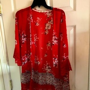 Red floral kimono